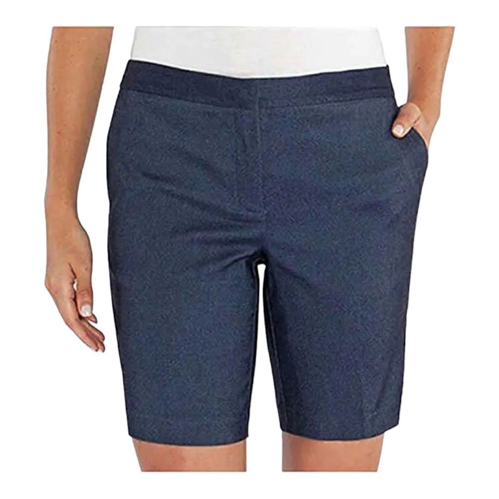 Mario Serrani Womens Comfort Stretch Tummy Control Bermuda Shorts Blue Sz 6 NWT